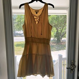 Yellow linen-like casual dress